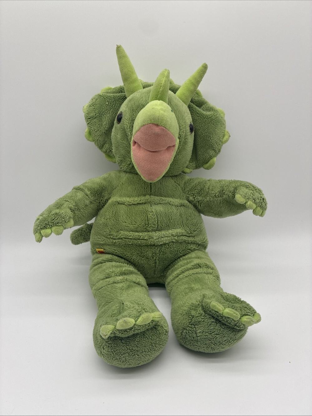 BAB Build a Bear Workshop Green Dino Dinosaur Triceratops Stuffed Plush Toy 18"